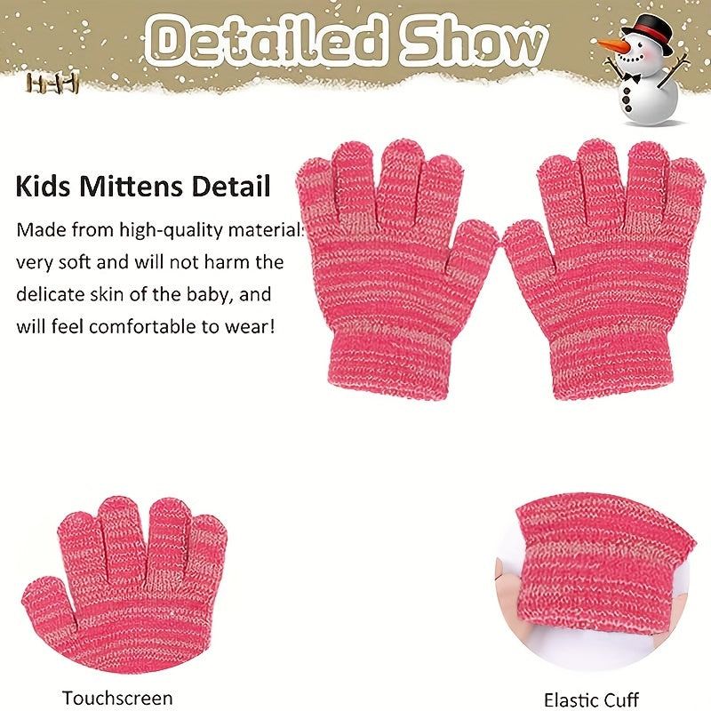 3pcs/set Winter Children's Warm Plus Velvet Scarf Baby Knitted Hat Hat Gloves For 2-8 Years