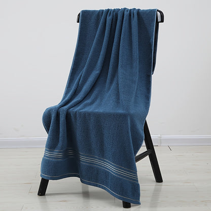 4-Piece Towel Set - Modern Striped Bath and Hand Towels, Super Soft Knit Fabric, Cotton 75% Polyester 25%, Space Theme, 385gsm - Ideal for Bathroom, Spa, Hotel, Outdoor Use