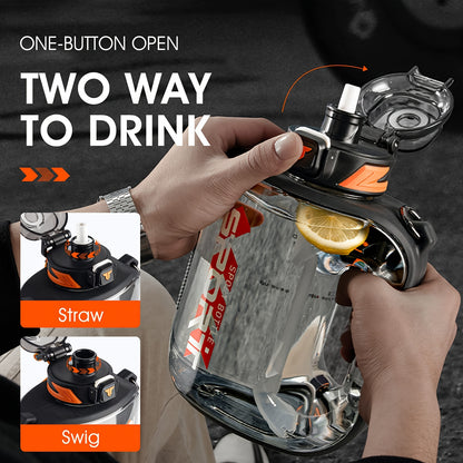 1pc TKK Leakproof Sports Water Bottle Jug with Handle &amp; Straw - Wide Mouth, BPA-Free, for Gym, Travel, Camping, Yoga - Available in 1000ml/1600ml/2100ml (33.81oz/54.1oz/71.01oz) - Ideal Gift for Athletes, Hikers, Outdoor Enth