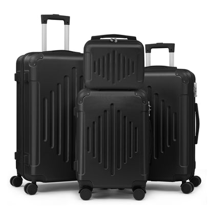 4pcs Luggage with Corner Protectors, 12/ 20/ 24/ 28-Inch, Durable Hard Shell, 360 Spinner Wheels, Multifunctional Large Capacity, Lightweight Travel Suitcase