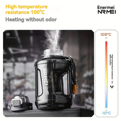 NRMEI 64oz Water Bottle with Time Marker - BPA-Free Half Gallon Hydration Flask, Large Sports Water Bottle with Straw and Lid, Handle, Suitable for Camping & Gym