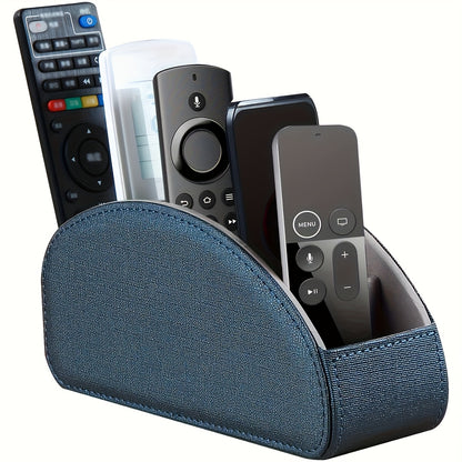 MILITWO 5-Compartment Faux Leather Remote Control Holder - Versatile Desktop Organizer for Appliance Controllers, Brushes, Eyeglasses & Office Supplies - Compact Storage Box with Pen Holder, Ideal for Home & Office Desk Organ