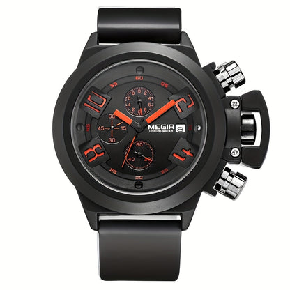 MEGIR Multifunction Men's Watch, Sports Silicone Strap Waterproof Calendar Quartz Watch 2002, Ideal Choice For Gifts