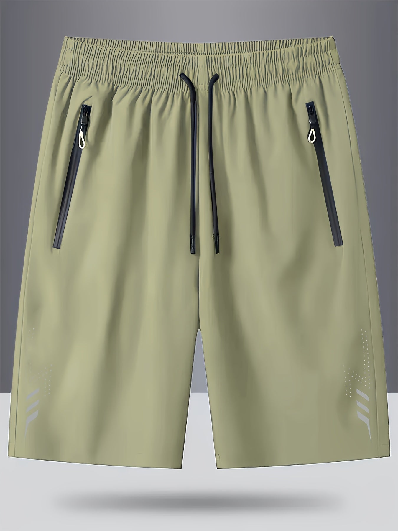 3pcs Men's Lightweight Quick-Dry Athletic Running Shorts - Loose Fit Plus Size, Zipper Pocket &amp; Elastic Waistband, Polyester/Elastane Blend Swim Shorts with White &amp; Black Design for Gym, Beach, Jogging - Summer Workout Swim T