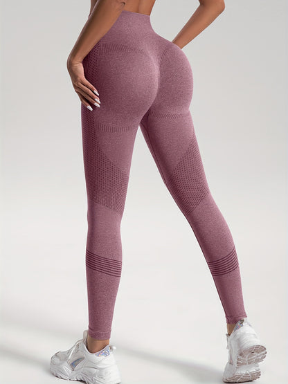 Seamless Knit Tight High Stretch Long Pants, Sports Yoga Fitness Running Trousers, Women's Leggings