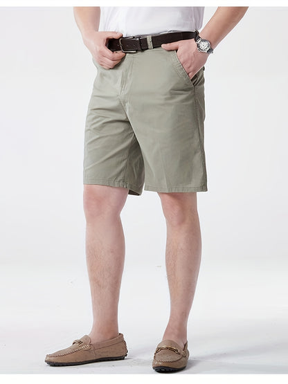 Men'S Cargo Shorts - Olive Green Non-Stretch Work Pants with Multiple Utility Pockets, Straight-Leg Mid-Thigh Length for Everyday & Professional Use - Durable Casual Outdoor Pants for Construction, Hiking, Travel - Non-Stretc