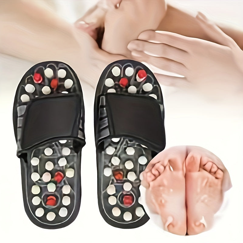 Massage Slippers Polka Dot Japanese Rotating Health Massage Slippers Acupoint Health Care Foot Health Slippers, Open Toe Non-Slip Massage Shoes Reflex Foot
