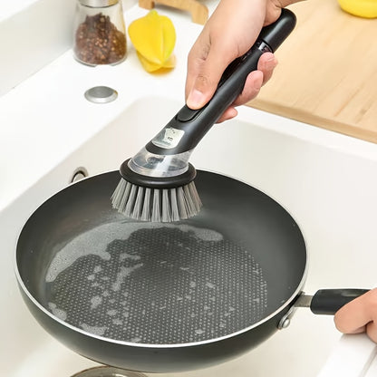 7pcs Set Multi-Functional Kitchen Dish Brush with 6 Balls and Soap Dispenser, Non-Electric Long Handle Scrubber for Pots, Bowls, and Utensils, Easy-to-Use Design, Convenient Refillable, Efficient Cleaning