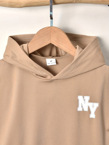 Cool Short-Sleeve T-Shirt with Letter Print And Shorts Set for Boys, for Outdoor