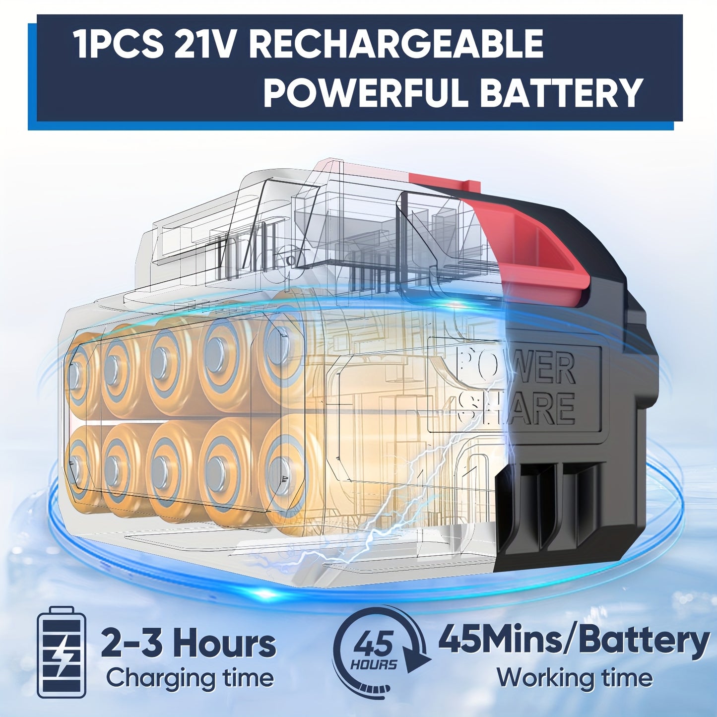 21V Cordless Electric Pressure Washer with 1300mAh Battery and Charger - Handheld Power Washer, Lithium-ion Battery Powered, Ergonomic Design with Adjustable Nozzle &amp; Hose Connector for Cars, Floors, Garden,