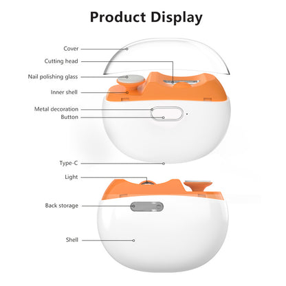 Cortador e polidor de unhas elétrico recarregável SWOSON com luz LED - Alimentado por USB, bateria de polímero de lítio, carregamento rápido 36V/5A, 3 em 1: aparador, polidor e lixador de unhas - Resultados de qualidade profissional para uso doméstico.