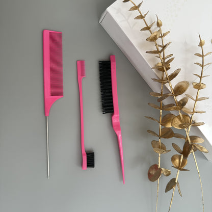 3pcs Hairdressing Tools Hair Styling Comb Set Teasing Hair Brush Rat Tail Comb Edge Brush