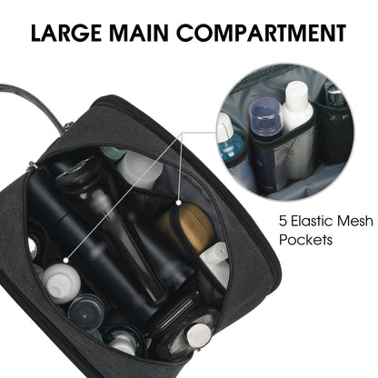 Canvas Travel Toiletry Bag With Side Handle for Men Women Travel Toiletry Organizer Shaving Bag with Separate Dry and Wet Pocket for Travel Accessories