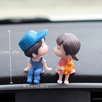 Cute Ornaments Couple Action Figurines Balloons Ornaments For Car Dashboard Decoration