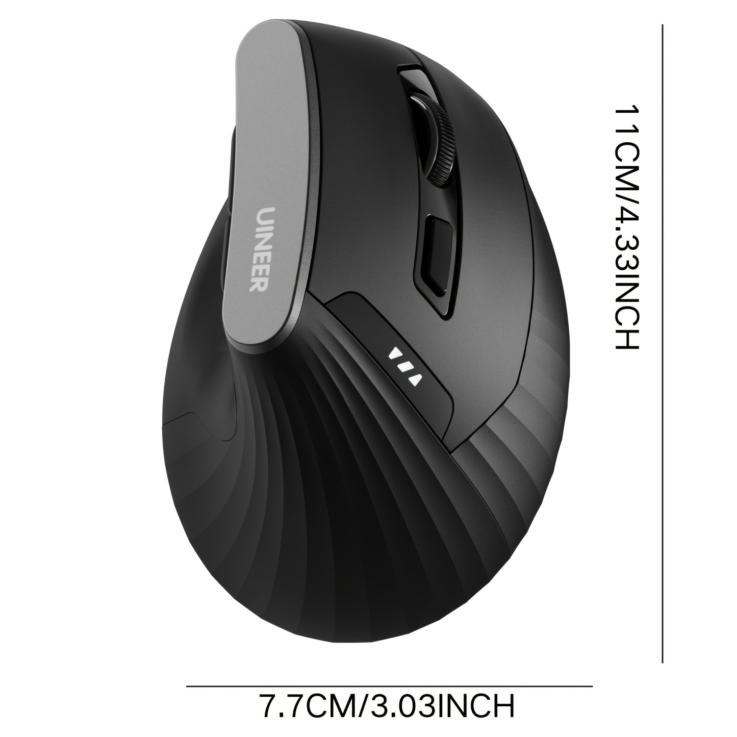 Ergonomic Vertical Wireless Rechargeable Mouse - 3 Modes BT4.0/5.0/USB), Visible Battery Display, 6 Buttons for Office and Study