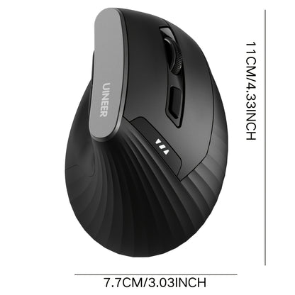 Ergonomic Vertical Wireless Rechargeable Mouse - 3 Modes BT4.0/5.0/USB), Visible Battery Display, 6 Buttons for Office and Study