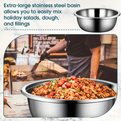 3pcs Stainless Steel Mixing Bowls, Oversized Stainless Steel Kitchen Bowls, Baking And Noodle Bowls, Mixing Salads, Washing Vegetables And Fruits, Soup Bowls, Salad Bowls, Etc. Three Sizes Suitable for a Variety of Scenarios