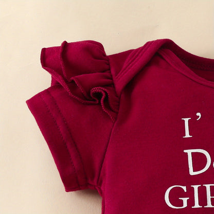 3pcs Short Sleeve &amp; Shorts Set for Newborns - "I'm Daddy's Girl" Letter Print Pants and Headband, Mommy's World Alphabet Kids' Outfit, Perfect for Outdoor