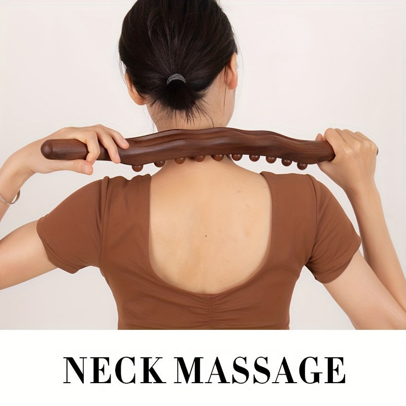 1pc Massage Tools For Body With 31 Beads, Muscle Shaping, Wooden Massage Stick For Back, Neck, Hand, Leg, Waist