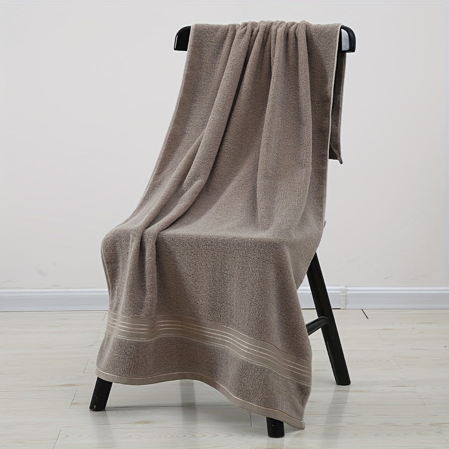 4-Piece Towel Set - Modern Striped Bath and Hand Towels, Super Soft Knit Fabric, Cotton 75% Polyester 25%, Space Theme, 385gsm - Ideal for Bathroom, Spa, Hotel, Outdoor Use