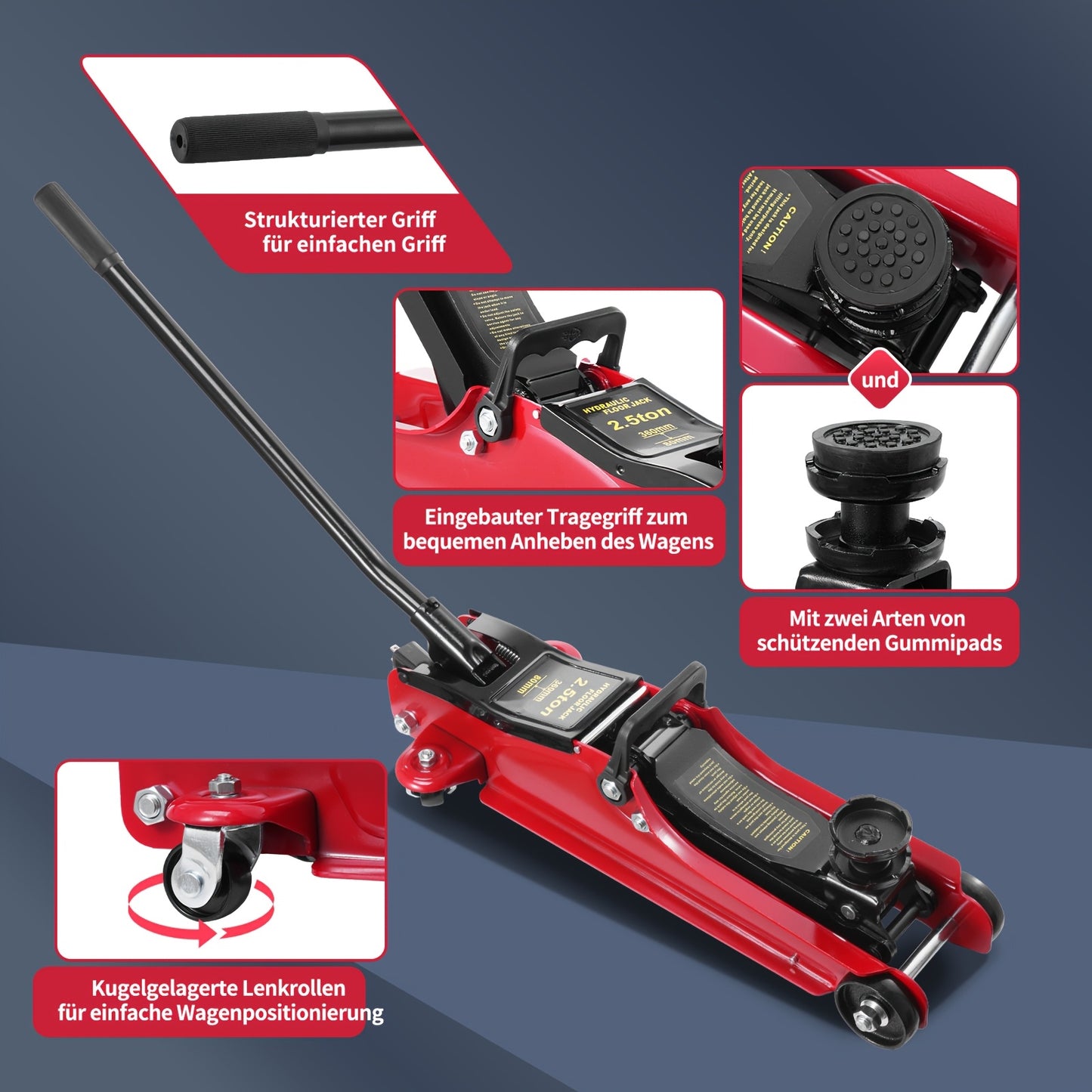 2.5 Ton Hydraulic Floor Jack with Telescopic Handle - Durable Iron Construction, Adjustable Height, Portable for Cars, Trucks, Buses - Ideal for Garage Use, Tire Repair &amp; Emergency Situations, Portable Hydraulic Jack