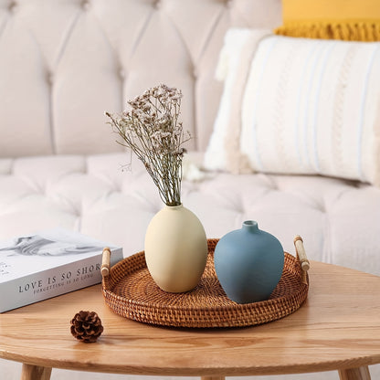 4pcs Ceramic Vases Farmhouse Table Decor, Small Flower Vase Set For Coffee Table Shelf Dining Room Modern Boho Home Decor