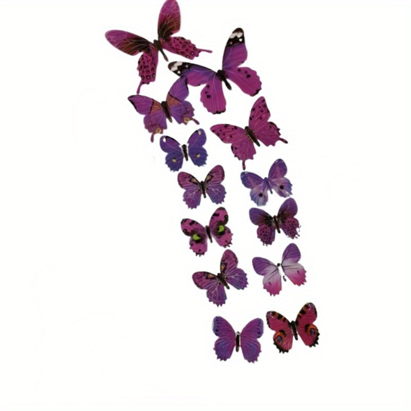 12pcs Luminous Butterfly Wall Decals, Contemporary Style 3D Glow in the Dark Stickers, Reusable High-Glossy Plastic Animal Theme Irregular Shape for Living Room Bedroom Home Decor, Butterfly Decorations