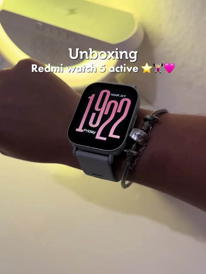 Xiaomi Redmi Watch 5 Active - 5.08cm LCD Display, Wireless 5.3, 470mAh Long Battery Life, Camera Control, Alexa Voice Assistant, USB Charging, Black TPU Band, Sleek Smartwatch | Highresolution Screen