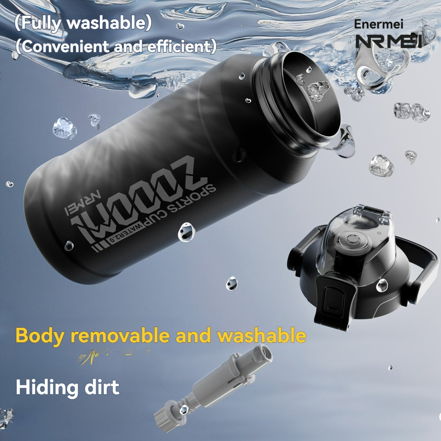 NRMEI Insulated Water Bottle with Straw, Double-Wall Vacuum Stainless Steel Thermos with Handle, Perfect for Sports and Gym Use