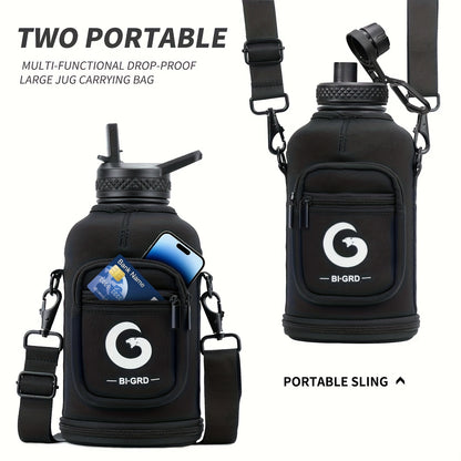 1pc BIGRD 40Oz 64Oz Insulated Water Bottle 304 Stainless Steel Spray Coating Dishwasher Safe, with 2 Lids, Sling Cup Sleeve, Hand-Held Braided Rope, Cup Brush, 2 Straws And Straw Brush, Color Box Packaging