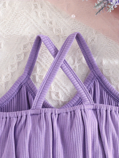 Girls' Summer Casual Floral Print Off-Shoulder Jumpsuit with Adjustable Waist Belt - Lightweight Breathable Shorts for Outdoor Play & Daily Wear, Blue & White Flower Design, Perfect for Weekend Outings, Cute Outfits for Girls