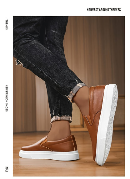 Mocassins para homem sem atacadores - Ténis antiderrapantes de cano baixo com bico redondo, estilo mocassins, com sola acolchoada em PVC, disponíveis em castanho/preto/branco/bege para uso diário e formal - Sapatos sociais minimalistas e versáteis.