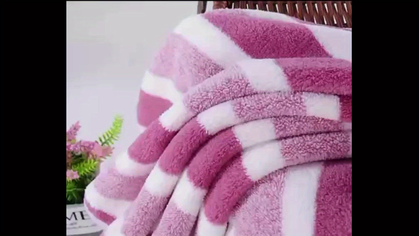 8pcs Set of Lint-Free, Super Absorbent And Super Soft Five-Star Hotel Standard Two-Color Striped Bath Towel Set, Including 2 Large Bath Towels, 2 Large Face Towels And 4 Hand Towels - Quick Drying | with Hanging Loop | Light