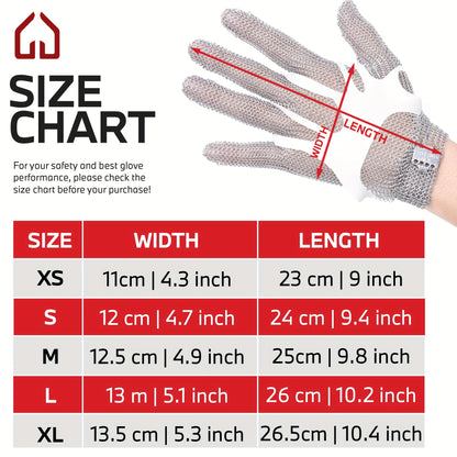 Cut-Resistant Stainless Steel Chainmail Glove | ANSI A9 Certified | Adjustable Buckle Closure | Ideal for Chefs, Butchers & Fish Filleting | Durable Metal Mesh Design | Enhanced Safety for Kitchen Use, Fish Filleting Glove |