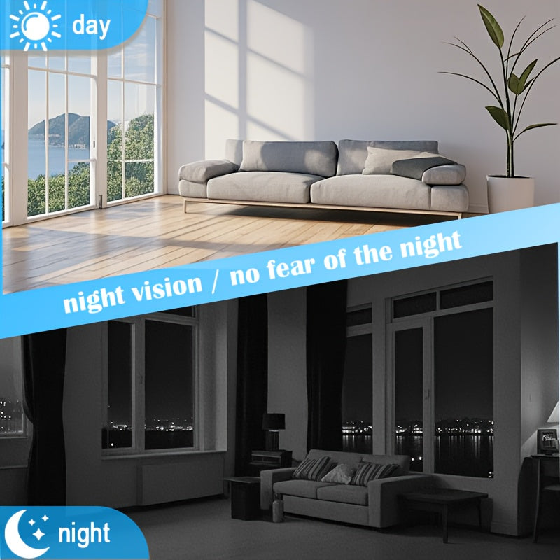 Smart 1080P HD Monitor, FHD WiFi Security Camera with 360°/90° Pan-Tilt, 2.4G WiFi Full-Body Surveillance Camera, Night Vision, Two-Way Audio, Motion Recording, Remote Viewing, Suitable for Home Safety Monitoring of Childre