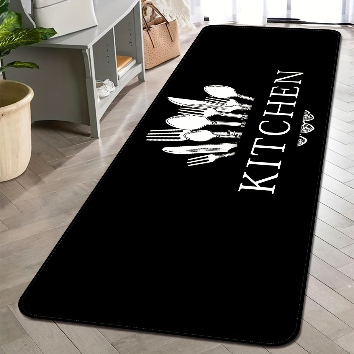 1pc, Soft Thickened Kitchen Mat, Non-slip Oil-proof Floor Mat, Waterproof Runner Rug, Dirt-resistant Floor Mat, Machine Washable, Entrance Doormat, Kitchen Living Room Laundry Bathroom Water-absorbing Floor Mat Set, Room Deco