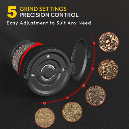 USB Rechargeable Electric Salt & Pepper Grinder Set - Heavy-Duty 11000 RPM Spice Mill with One-Touch Operation, Dual Mode (Salt/Pepper), Refillable &, Smart Spice Grinder with USB- Operation, Low Voltage