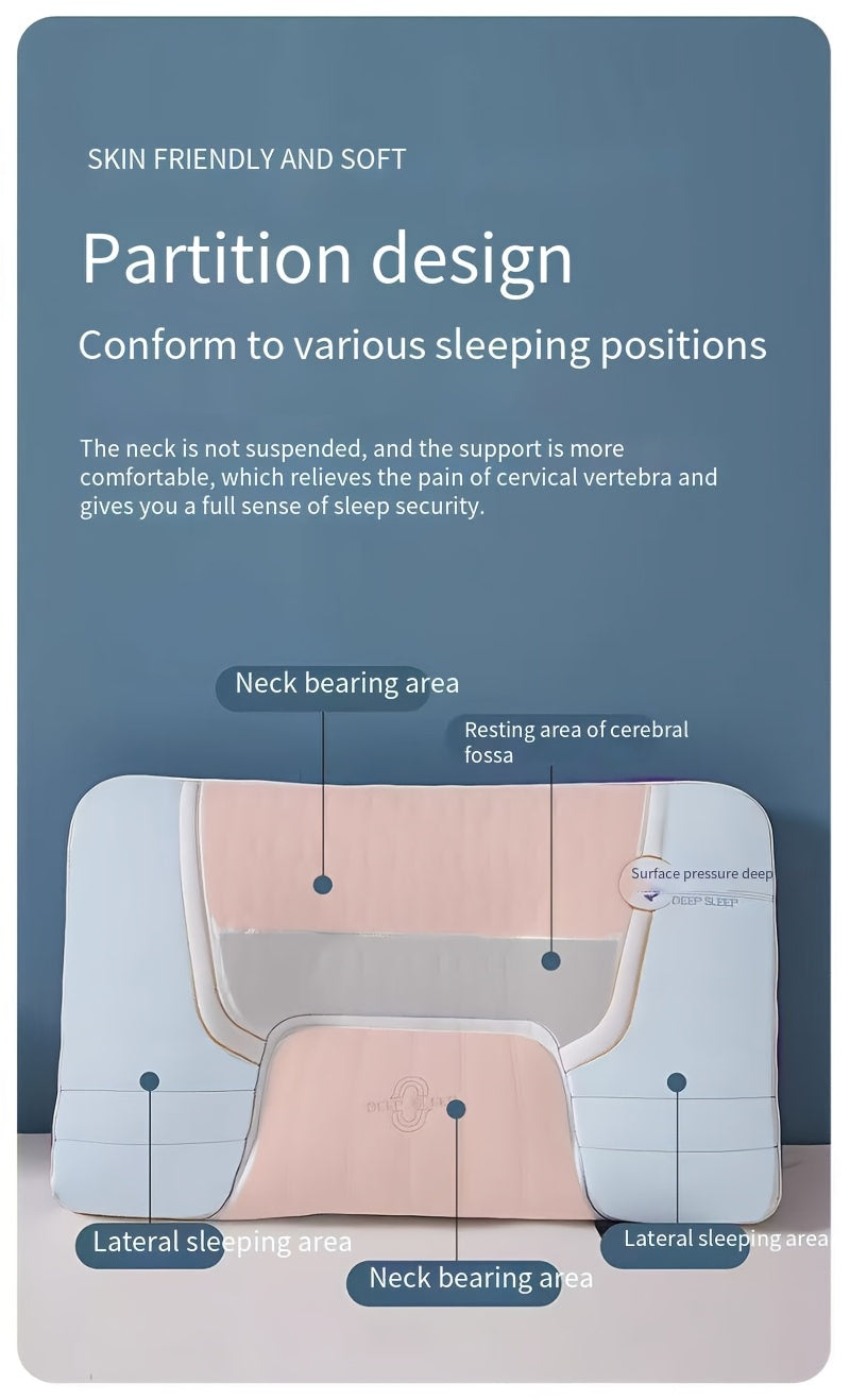 1pc Zero Pressure Deep Sleep Neck Pillow - 4-Level Ergonomic Cervical Pillow with Anti-Hunchback Design, Soft & Firm Support for Side/Back/Stomach Sleepers, Non-Collapsing Core, 8-Hour Comfort, Hand Washable, Ideal for Home U