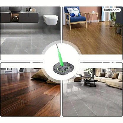 1pc Super Absorbent Rotary Mop with Green Handle - Ideal for Home, Kitchen, School, Office, Bathroom & RV Travel - 7pcs Set | Easy-to-Clean Microfiber Mop Head & Bucket