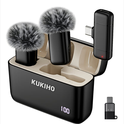 Wireless Lavalier Microphone For IPhone for ipad Android With Charging Case 80h Battery Life, Noise Cancellation, 49.99meter Range Plug-Play Clip On Lapel Mic For Video Recording, Vlog, Live Streaming