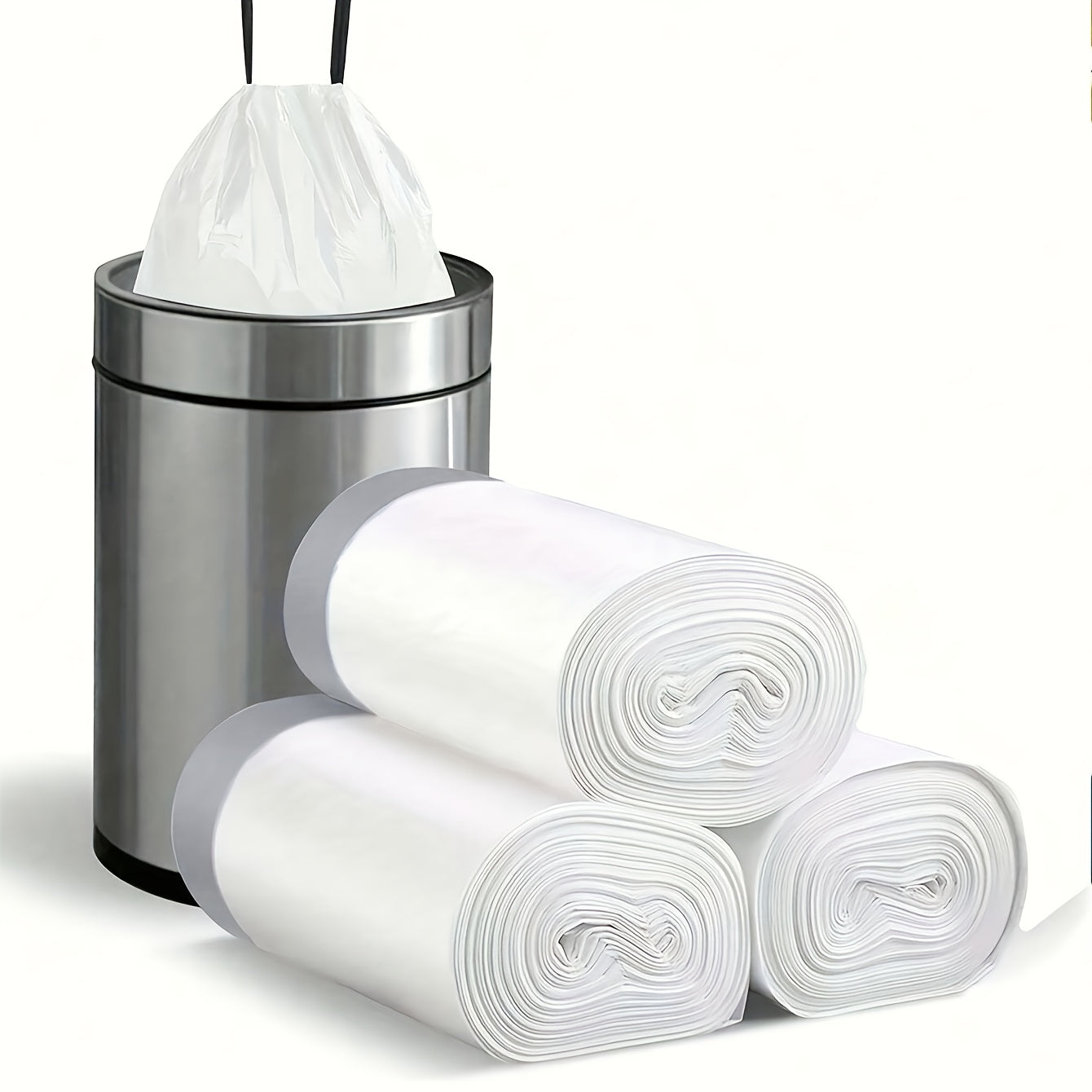 90pcs (6 Rolls) Heavy-Duty Large Reinforced Trash Bags with Heavy-Duty Reinforced Seams & Sturdy White Side/Top Handle - Heavy Weight 10kg/22 Capacity, Thick Polypropylene, Bathroom, Office, Home - 10L/30L Equivalent