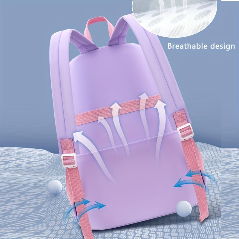 Chic Nylon Backpack for Girls - Cute Cartoon Design, Adjustable Straps, Lightweight backpack, Perfect for Elementary to High School Students