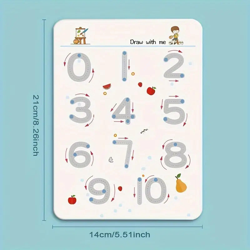 32-Page Magic Writing Practice Book - Reusable Pencil Control Training Workbook with Tracing Letters, Numbers &amp; Shapes, Interactive Whiteboard-Style Pages for, Kindergarten Learning, Activities, Christmas/Halloween Gift, Educ