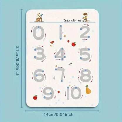 32-Page Magic Writing Practice Book - Reusable Pencil Control Training Workbook with Tracing Letters, Numbers &amp; Shapes, Interactive Whiteboard-Style Pages for, Kindergarten Learning, Activities, Christmas/Halloween Gift, Educ