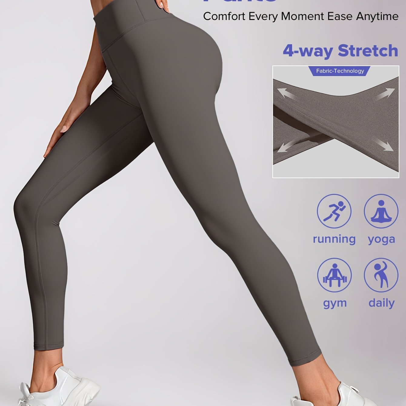 Women'S High-Waisted Elastic Yoga Pants - Compression, Stretchy & Comfortable for Fitness, Running, and Daily Wear - Solid Color Design, Workout Pants| highwaisted Leggings|Stretchy Fabri