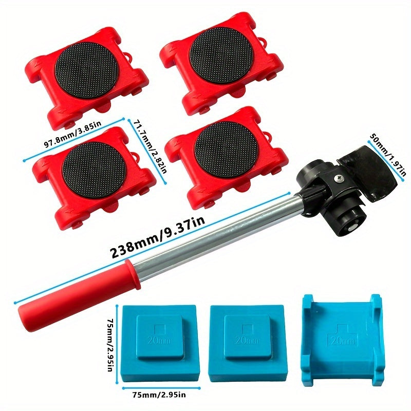 Eight-Piece Mobile Furniture Tool Set - 158.76 KG Load Capacity - Heavy-Duty Steel Mobile Furniture Tools, Easy Replacement and Mobile Solutions - No Electricity Required, Durable and Reliable 360-Degree Moving Tool for Home Use