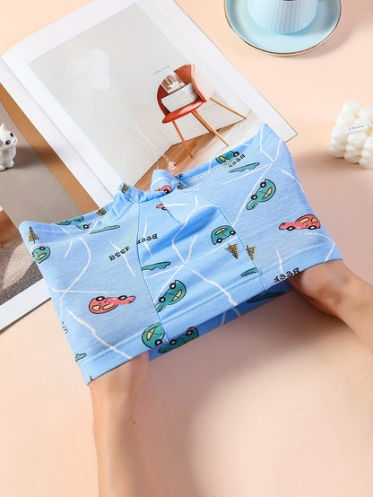 3pcs Toddler Kid Boys Underwear Soft Breathable Cartoon Car Pattern Comfy Boxers Briefs