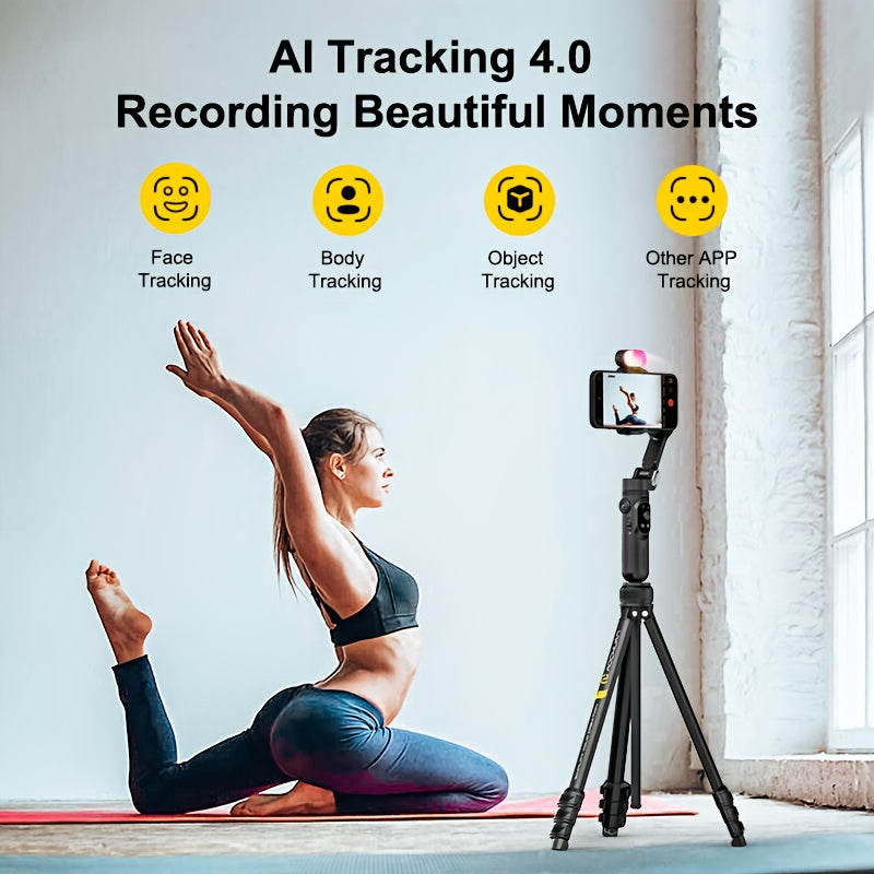 Smart X Complete Combo1 Three-Axis Stabilizer Compatible with Android&Phone 12 13 14 15 16 Pro Max Comes with Portable Carrying Bag Retractable Tripod RGB Fill Light AI Tracking 360 Degree Rotation Multi-Angle Shooting Gestur