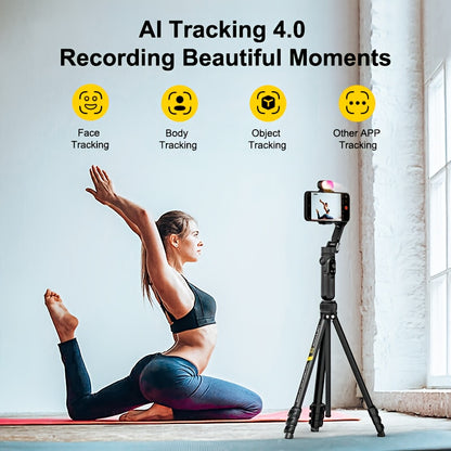 Smart X Complete Combo1 Three-Axis Stabilizer Compatible with Android&Phone 12 13 14 15 16 Pro Max Comes with Portable Carrying Bag Retractable Tripod RGB Fill Light AI Tracking 360 Degree Rotation Multi-Angle Shooting Gestur