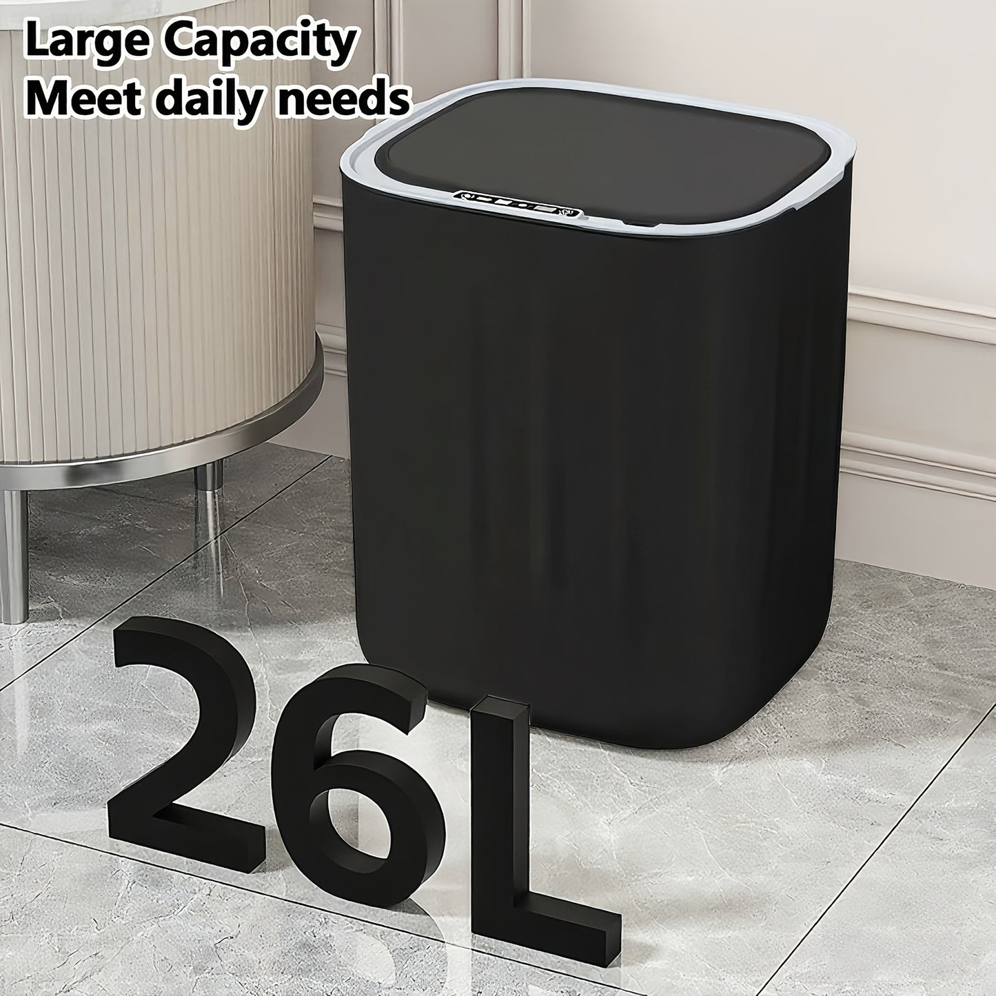 Large-sized contactless 26-liter induction kitchen trash can, commercial-grade automatic contactless smart trash can, automatic plastic bathroom smart trash can, smart dustbin, smart electric trash can suitable for office, be